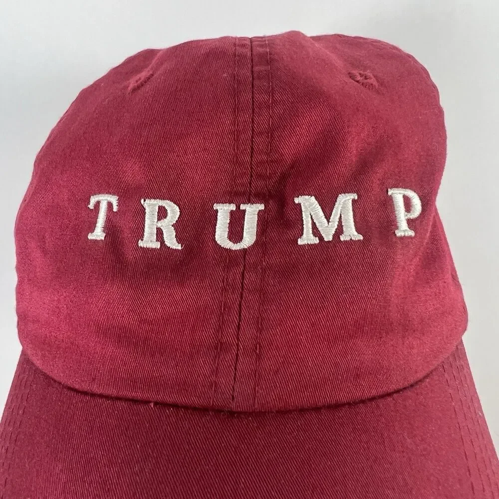 Trump Golf Hat Red Strapback Ahead Lightweight USA Flag Adjustable Cap Preowned
